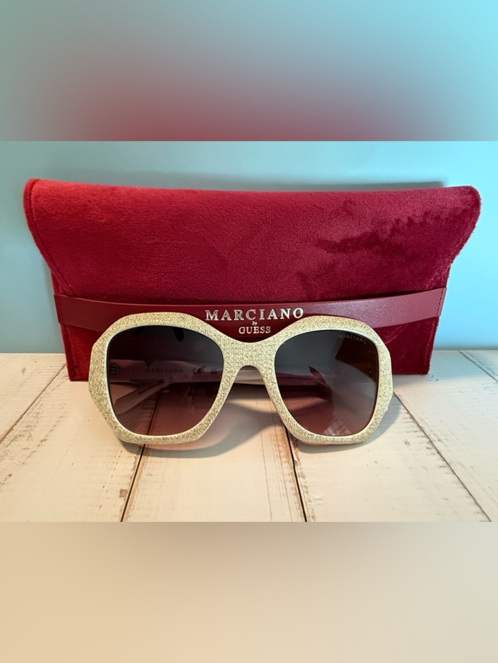 Marciano by Guess Women's Glitter Frame Sunglasses — Off White